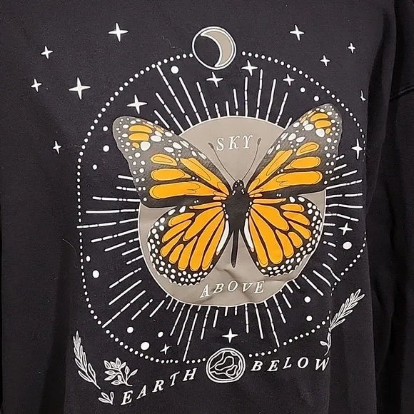 Black Sweatshirt with Yellow Butterfly Design - Picture 2 of 5
